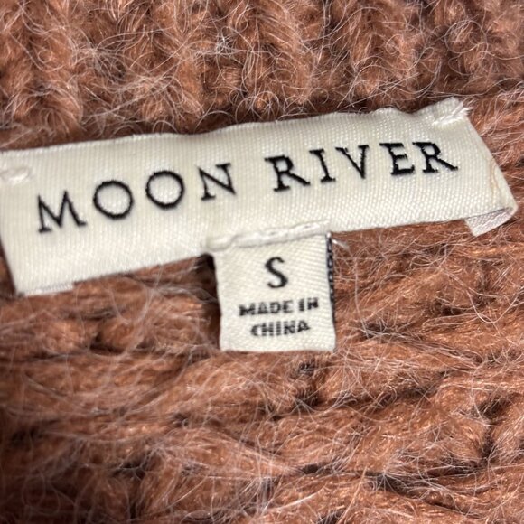 Distressed Knit Cardigan Sweater By Moon River S Brown & White Chevron Pattern - Picture 4 of 12